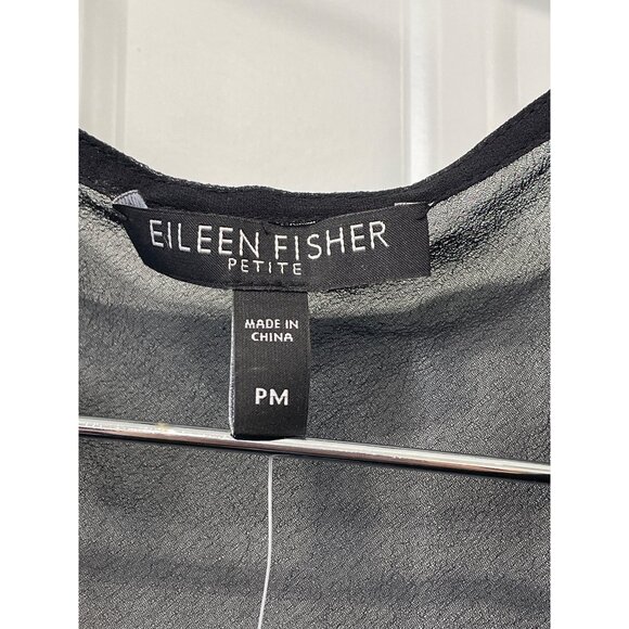 Eileen Fisher Shell Top Size Medium Petite Embroidered Sheer Silk Georgette NEW - Picture 3 of 8